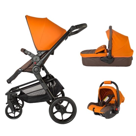 Коляска для детей с модульной системой COCCOLLE Gigasole 3 in1 оранжевая