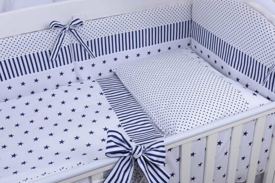 Set de lenjerie stelute albastre si linii1