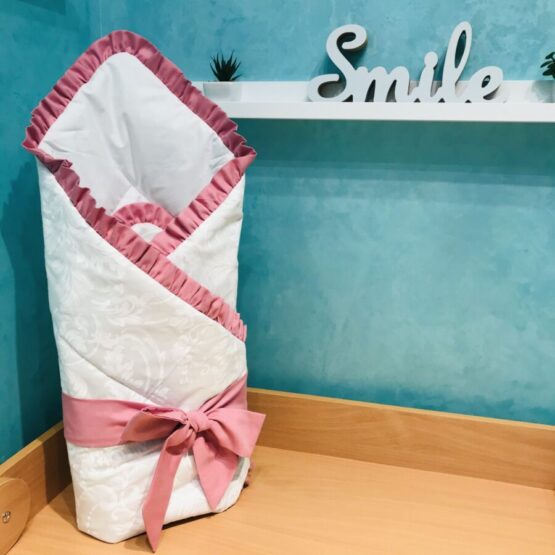 Конверт- Одеяло BabyTerra Dream – для новорожденных осень-зима бело-розовый