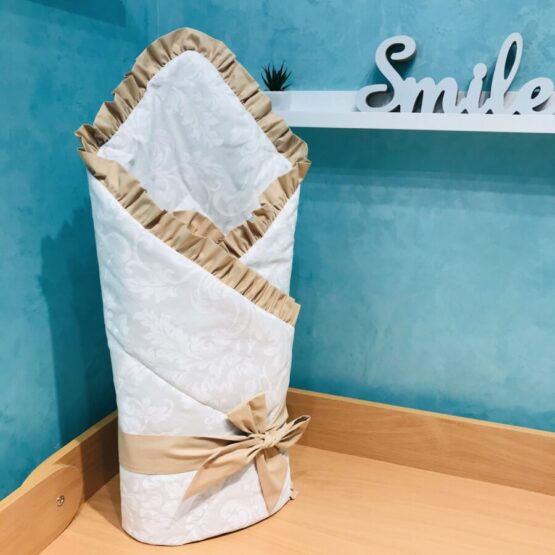 Конверт- Одеяло BabyTerra Dream для новорожденных осень-зима бело-бежевый