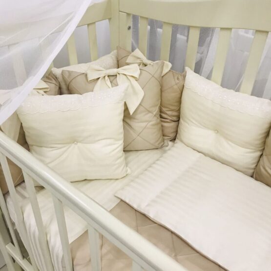 Set de lenjerie pentru copii12 pernute Satin – Cappuccino Holala Kids