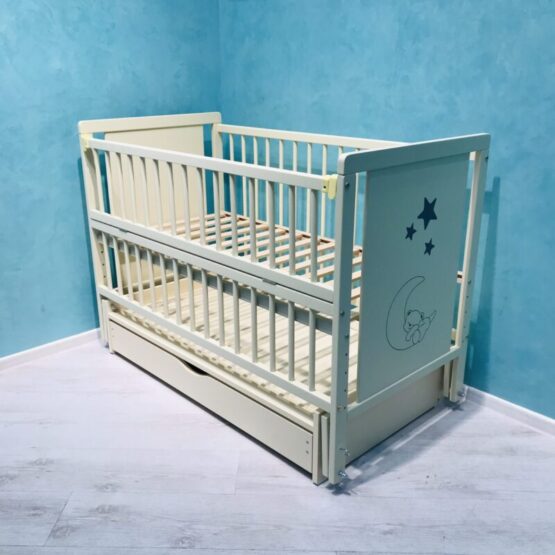 Кроватка Дубок Мишка с ящиком, цвет Айвори