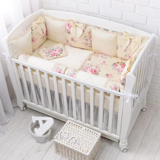 Комплект детской постели из сатина «Asik» Нежность молочного цвета