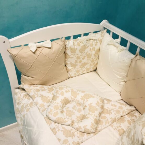 Set de lenjerie 12 pernute Satin Roses Ivory Holala Kids