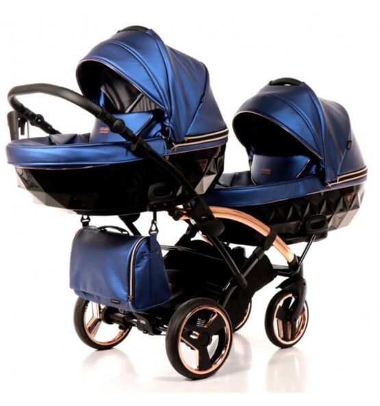 Коляска для двойни Diamond Fluido Duo Slim Blue