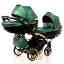 cărucior pentru gemeni Junama Diamond Fluido Duo Slim Green