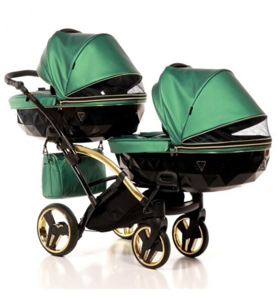 cărucior pentru gemeni Junama Diamond Fluido Duo Slim Green