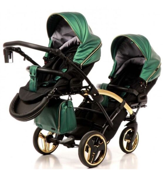 cărucior pentru gemeni Junama Diamond Fluido Duo Slim Green