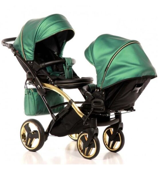cărucior pentru gemeni Junama Diamond Fluido Duo Slim Green