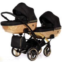cărucior pentru gemeni Junama Diamond Mirror Satin Duo Slim Gold