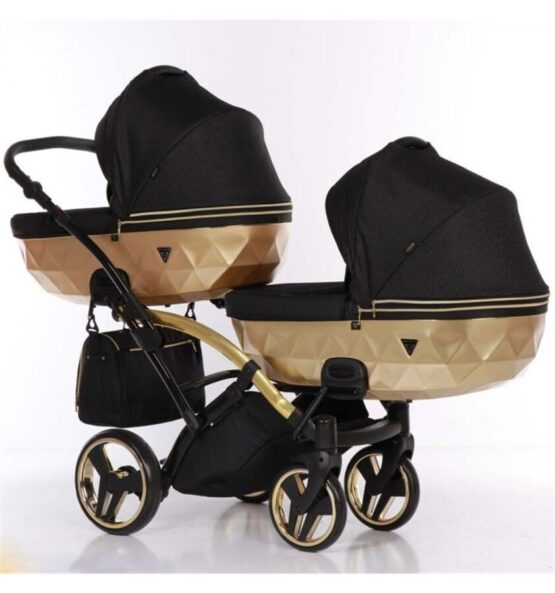 cărucior pentru gemeni Junama Diamond Mirror Satin Duo Slim Gold