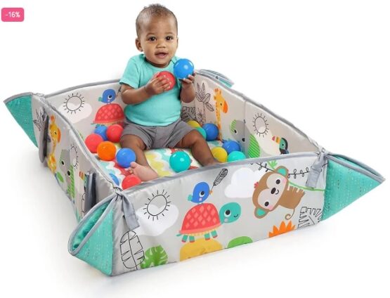 Salteluta de activitati Bright Starts 5 in 1 Gym & Ball Pit Totally Tropical