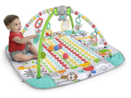 Salteluta de activitati Bright Starts 5 in 1 Gym & Ball Pit Totally Tropical