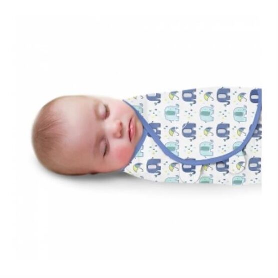 Sistem de infasare pentru bebelusi Summer Infant SwaddleMe Elephant Splash (0-3 luni)
