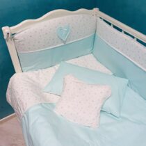 Set de lenjerie "Confort" 8 elemente - Mentol cu stelute