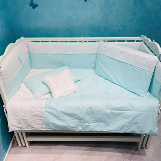 Set de lenjerie "Confort" 8 elemente - Mentol cu stelute