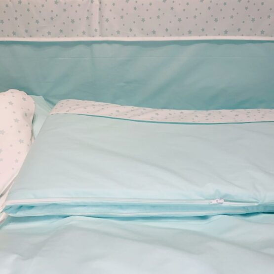 Set de lenjerie "Confort" 8 elemente - Mentol cu stelute