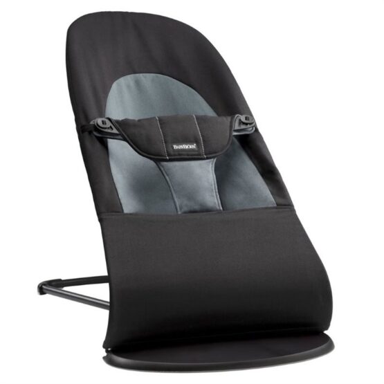 Balansoar BabyBjorn Balance Soft Black/ Grey, Bumbac cu bara de jucarii