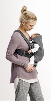 Marsupiu anatomic BabyBjorn Mini Dark Grey cu pozitii multiple de purtare, 3D Jersey