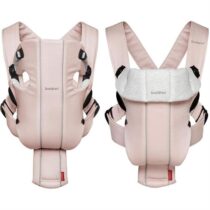 Marsupiu anatomic BabyBjorn Mini Dusty Pink cu pozitii multiple de purtare, bumbac