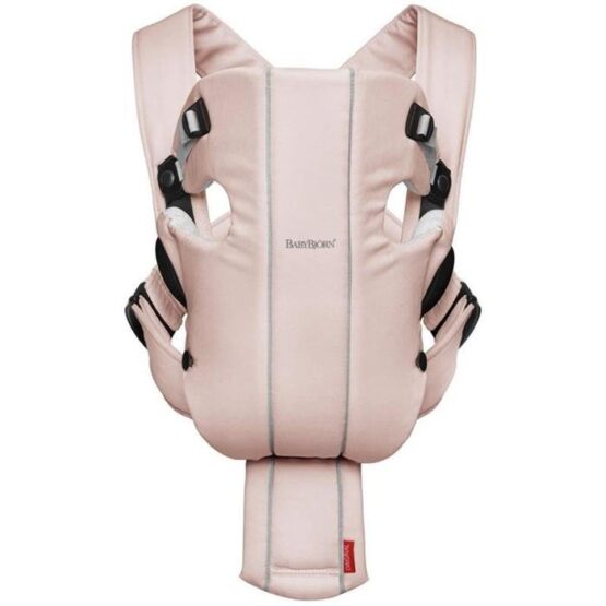 Marsupiu anatomic BabyBjorn Mini Dusty Pink cu pozitii multiple de purtare, bumbac