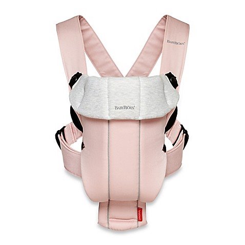Marsupiu anatomic BabyBjorn Mini Dusty Pink cu pozitii multiple de purtare, bumbac