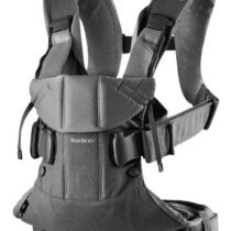 Marsupiu anatomic BabyBjorn One Denim Grey cu pozitii multiple de purtare, bumbac