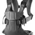 Marsupiu anatomic BabyBjorn One Denim Grey cu pozitii multiple de purtare, bumbac