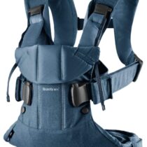 Marsupiu anatomic BabyBjorn One Denim Midnight Blue cu pozitii multiple de purtare, bumbac