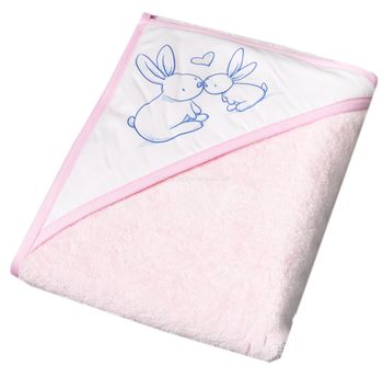 Tega Baby Полотенце с капюшоном «Кролики» KR-008-104 (100х100 см.) розовый