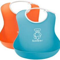 Set 2 bavete BabyBjorn Soft Bib OrangeTurquoise