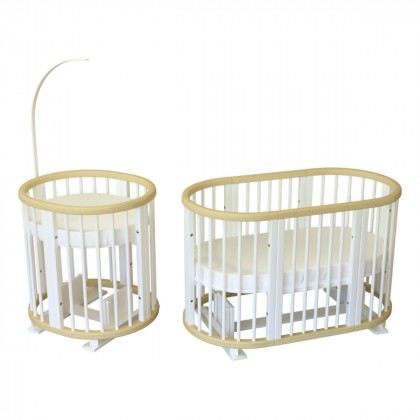 Кроватка трансформер Ovalbed 11 в 1 White — Natural