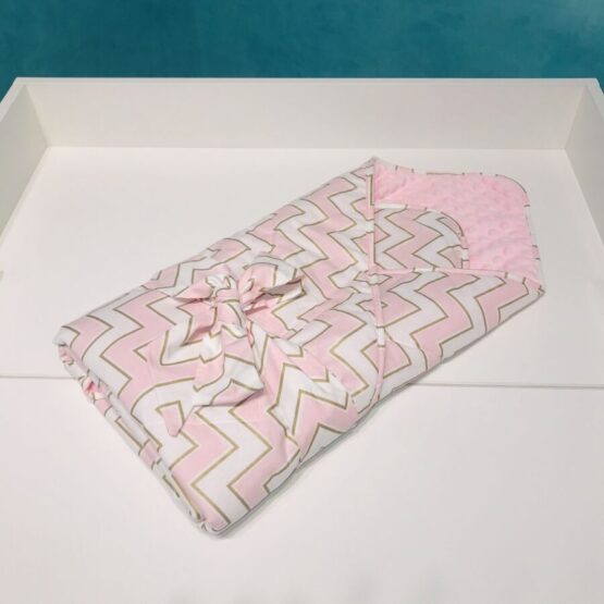 Плед — Конверт для новорожденных Зигзаг бело — розовый Holala Kids