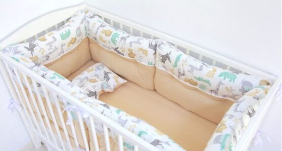 Set de lenjerie Animalele alb – bej