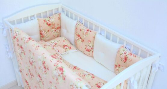 Комплект детской постели из сатина Пионы крупные персиковый