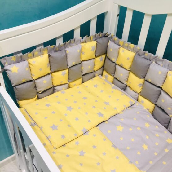 Детская постель BomBon Звёздочки серо — жёлтый