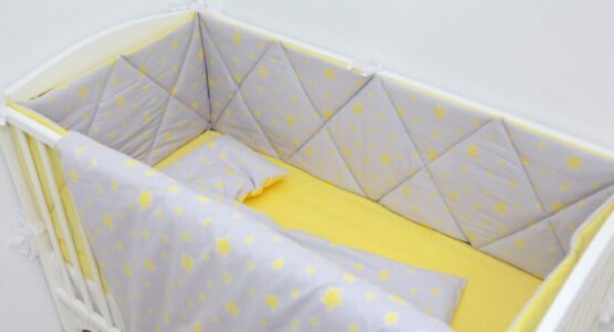 Комплект детской постели Жёлтые Звёзды на сером