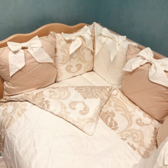 Набор детской постели BTD 12 подушек Сатин бежевый Barocco
