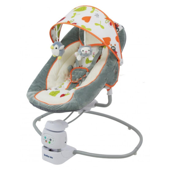 Baby Mix Шезлонг музыкальный 2-в-1 серый