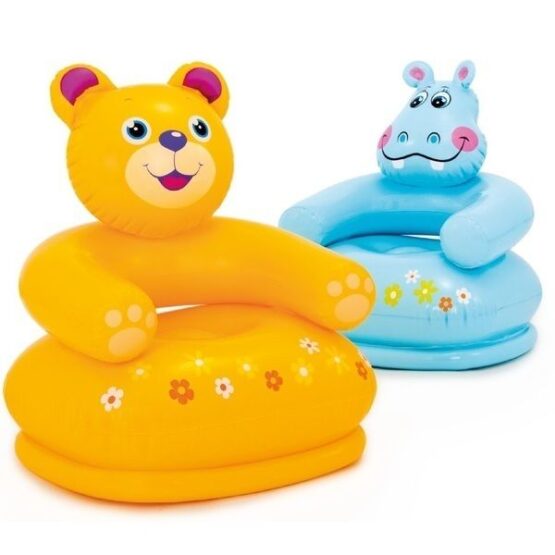 Scaun gonflabil HAPPY ANIMAL 65x64x79cm, 2 modele, 3-8 ani