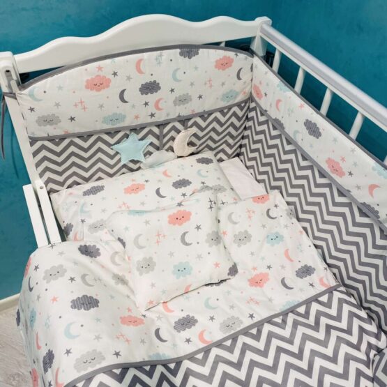 Комплект детской постели 8 элементов — Облачка Holala Kids