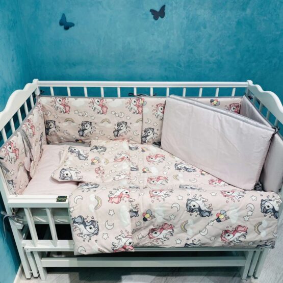 Set de lenjerie 8 elemente - Unicorn roz PM