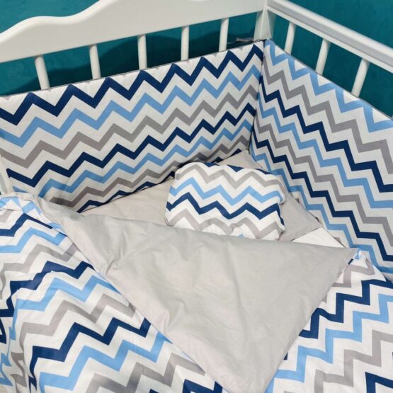 Комплект детской постели 8 элементов Blue Zig-Zag ES