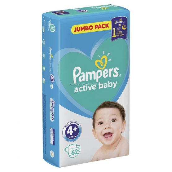 Подгузники Pampers Active Baby 4+ Maxi (9-16 кг), 62 шт.