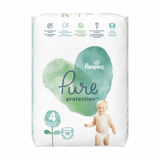 Подгузники Pampers Pure Protection 4 (9-14 кг), 19 шт.