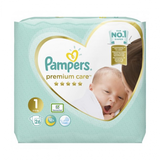 Подгузники Pampers Premium Care 1 New Born (2-5 кг), 26 шт.