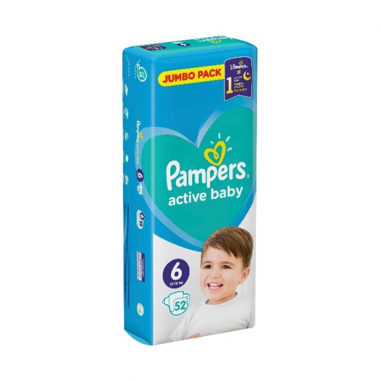 Подгузники Pampers Active Baby 6 Extra Large (13-18 кг), 52 шт.