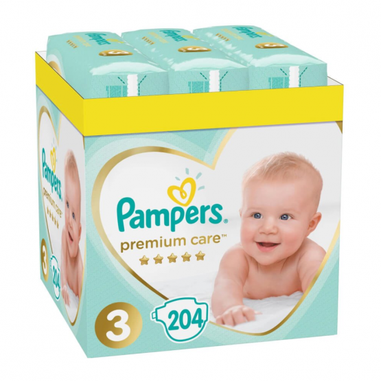 Подгузники Pampers Premium Care 3 XXL Box (6-10 кг), 204 шт.