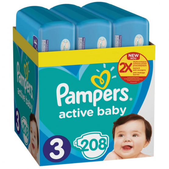 Подгузники Pampers Active Baby 3 Midi XXL Box (6-10 кг), 208 шт.