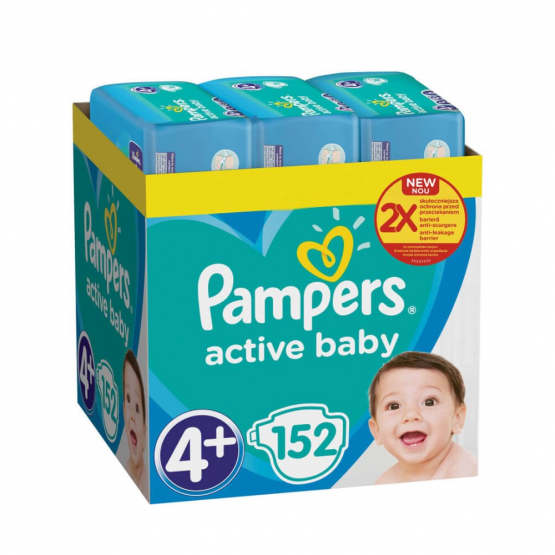 Подгузники Pampers Active Baby 4+ Maxi XXL Box (9-16 кг), 152 шт.